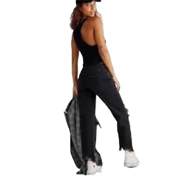 Free People Black Jeans Maggie Cropped Distressed We The Free - Picture 4 of 12